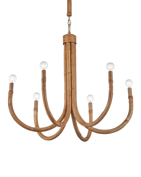 Currey & Company Samsara Small Chandelier: Elegant Rattan Design With Six Lights, Adjustable Height & Earthy Tones Natural Rattan ,Wrought Iron 9000-1297-currey-company