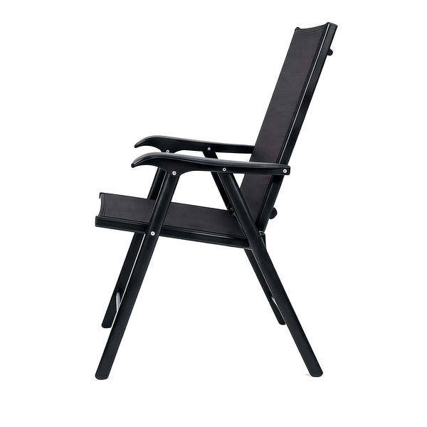 English Elm Outdoor Stackable Folding Chairs Set Ergonomic Mesh Back Steel Frame Patio Seating Black W5159P445935