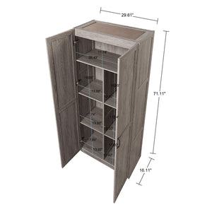 English Elm Cornelia Grey Storage Cabinet 71" Tall MDF with 6 Adjustable Shelves, Soft-Close Doors & Mop Base B365P397854