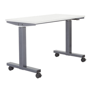 OSP Home Furnishings Ht Pneumatic Height Adjustable Standing Desk with Steel Frame and Locking Casters Wht 48X24 PHAT2448W7