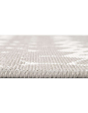 Unique Loom Outdoor Trellis Cardak Machine Made Geometric Rug Gray, Ivory 7' 10" x 7' 10"