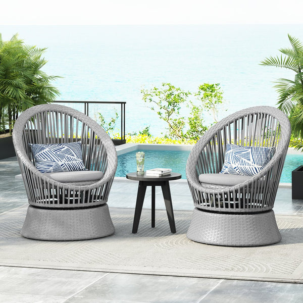 English Elm Christopher Knight Home® - [Set Of 2] 26.7" Modern Swivel Wicker Lounge Chairs With Cushions - Stylish & Versatile For Any Space N767P237032G_2