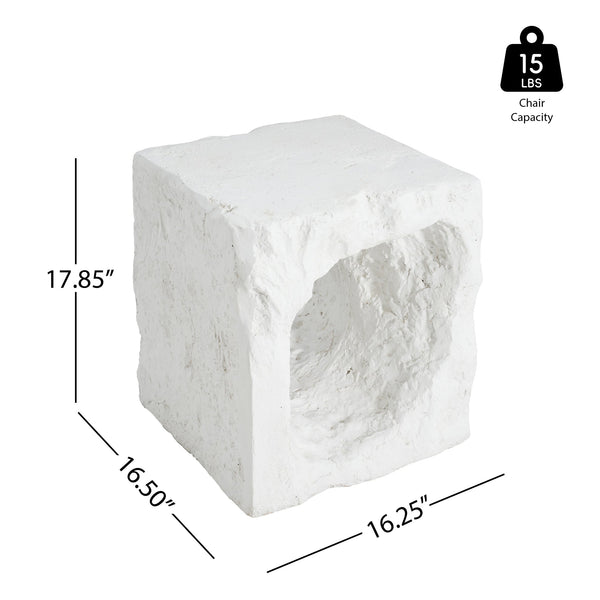 English Elm Christopher Knight Home® - Lyra Karst Cave-Inspired MGO Outdoor Side Table in White — Eco Fireproof UV-Resistant Sculptural Decor N775P300883W