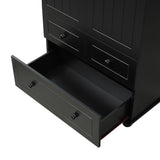 English Elm Tall Storage Cabinet With Three Drawers For Bathroom/Office, Black