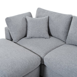 English Elm U_style Six Seat Chenille U Shaped Sectional Modular Sofa with Movable Ottomans Grey WY000474AAE