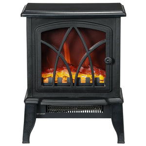 English Elm Homcom 18" Electric Fireplace Stove – Portable Freestanding Heater With Realistic Flame & Safety Features W2225P229139