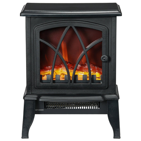 English Elm Homcom 18" Electric Fireplace Stove – Portable Freestanding Heater With Realistic Flame & Safety Features W2225P229139