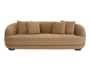 Sunpan VALENTINA Sofa - Plush Kona Camel Upholstered Curved Seating for Modern Living Rooms & Lounges 112346
