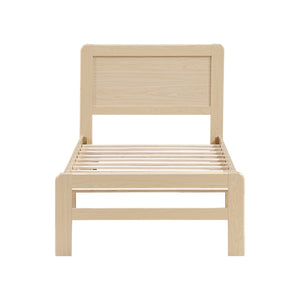 English Elm 1pc Contemporary Finish Queen Size Platform Bed Frame with Slats, Clean Headboard, Modern Wood Appeal Natural 47 L x 19 W x 7 H B011P353120