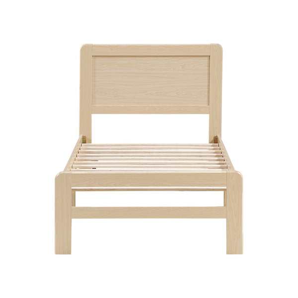 English Elm 1pc Contemporary Finish Queen Size Platform Bed Frame with Slats, Clean Headboard, Modern Wood Appeal Natural 47 L x 19 W x 7 H B011P353120