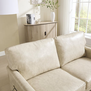 English Elm Loveseat Modern Mid-Century 2-Seater with USB Type-C Charging, Removable Zippered Covers, Sturdy Wood Legs Camel W395P238822