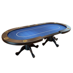 English Elm 96" Oval Casino Poker Table Seats 10 with Speed Cloth Felt Vinyl Armrest Cup Holders Blue W2748S00024