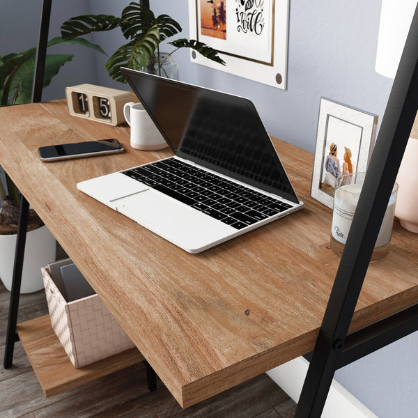 English Elm Desk With Stylish Hutch - Durable Brown Finish, Compact Design & Ample Storage For Modern Workspaces B356P367909