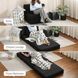 English Elm Folding Sleeper Chair Linen Upholstered High Density Foam Guest Room Floor Sofa Bed T3971P390263
