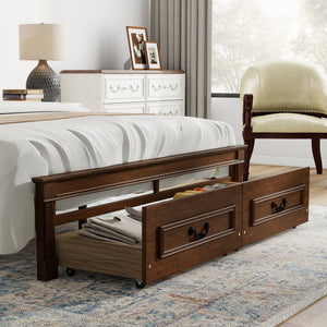 English Elm Queen Farmhouse Pinewood Storage Bed with Led Lighting Usb Charging and Panel Headboard Walnut W504P391016