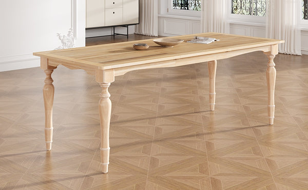 English Elm Topmax Farmhouse Extendable Dining Table Seats 8 Acacia Veneer Turned Leg Design N717P170406A