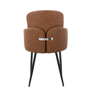 English Elm Dahlia Contemporary Dining Chair Set Of 2 - Black Metal & Camel Faux Leather With Chrome Accent B202S01190