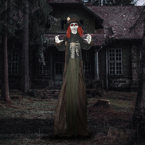 English Elm Homcom 6' Life-Size Animatronic Zombie With Light-Up Eyes, Realistic Skeleton, Motion & Sound Activation W2225P229498