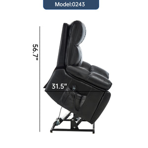 English Elm Black Leatheraire Power Lift Recliner with Massage Heat and 350 Lb Dual Motor W1803P340318