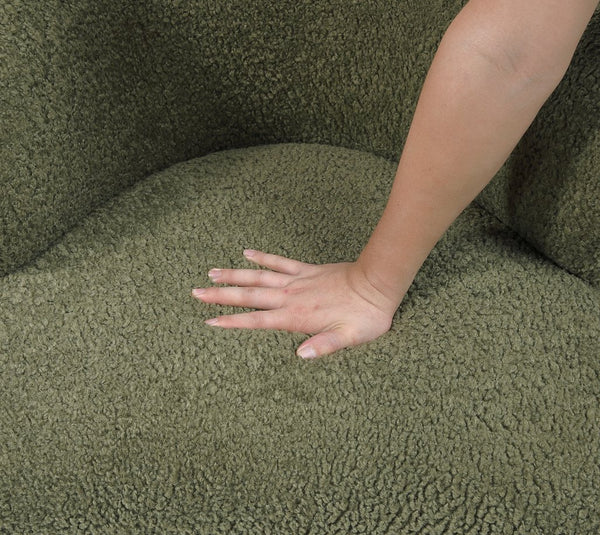 English Elm Luxury Boucle Accent Chair with High-Density Foam, Curved Mid-Century Design, Plush Seat Comfort Green 26.5 L x 29.5 W x 22 H B011P283280