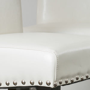 English Elm Christopher Knight Home® - Contemporary Ivory Bonded Leather Counter Stools with Nailhead Trim, 25" Padded Bar Chairs (Set of 2) N780P168429