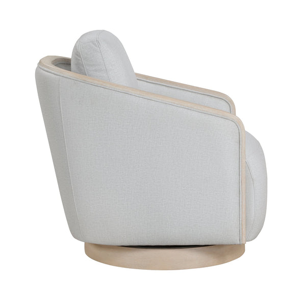 English Elm Gray Swivel Lounge Chair with Light Oak Wood Trim, Reversible Cushion, Pocket Coil Comfort, 360° Motion, Fully Assembled B011P329265