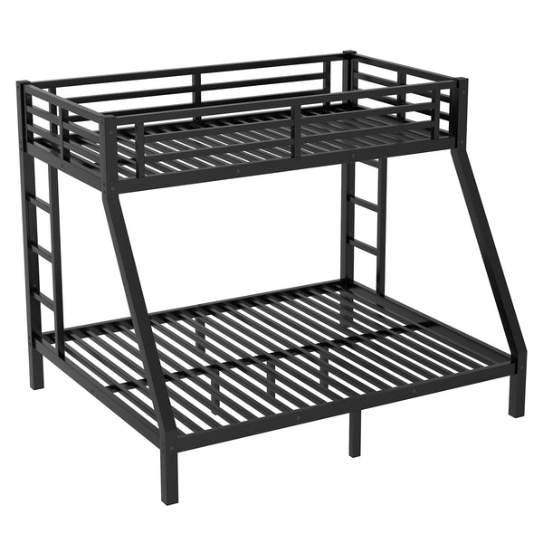 English Elm Metal Twin Xl Over Queen Bunk Bed - Space-Saving Design, Noise-Reducing Steel Frame, Black Finish W1580P339198