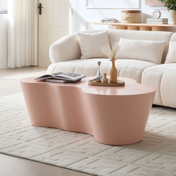 English Elm 50 Inch Sculptural Fiberglass Coffee Table Ready to Use Focal Point for Modern Living Rooms Pink W876P452392
