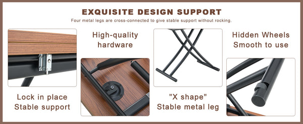 English Elm Table Set With Adjustable Height, Walnut Wood Finish & 4 Warm Gray Pu Chairs For Modern Living W1151S03997-GIGA