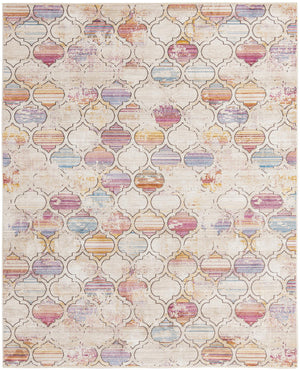 Unique Loom Deepa Static Trellis Machine Made Trellis Rug Multi, Beige/Blue/Orange/Pink 7' 10" x 9' 8"