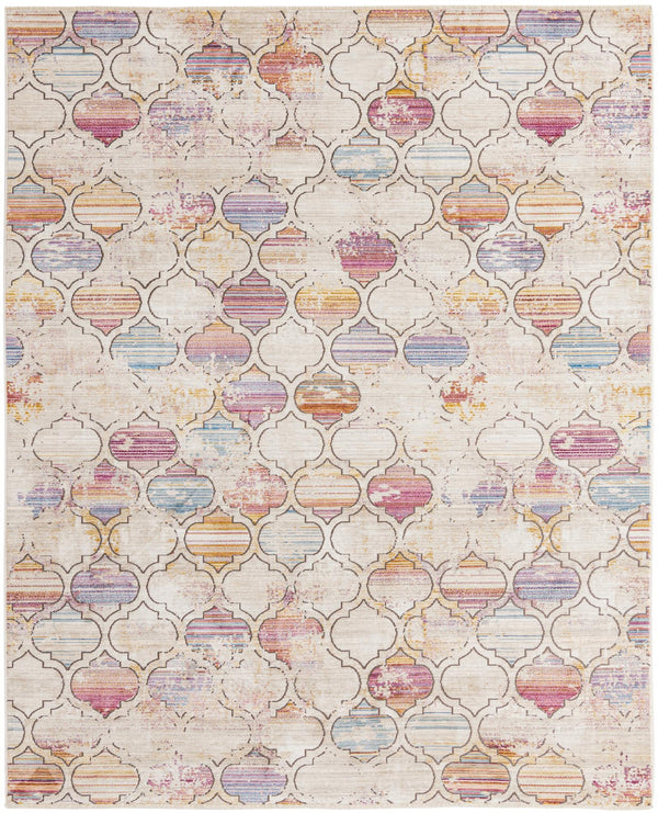 Unique Loom Deepa Static Trellis Machine Made Trellis Rug Multi, Beige/Blue/Orange/Pink 7' 10" x 9' 8"