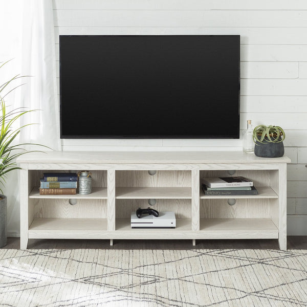 English Elm Walker Edison - Modern 3-Shelf Transitional TV Stand 70" for 80" TVs—Warp-Resistant MDF, 250lb Support, Cord Management White Washed 76 L x 22 W x 6 H B185P169327