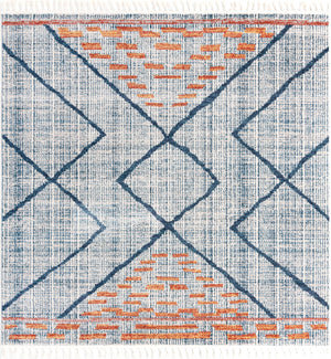 Unique Loom Aramis Kavi Machine Made Tribal Rug Blue, Ivory/Terracotta/Light Blue 7' 10" x 7' 10"