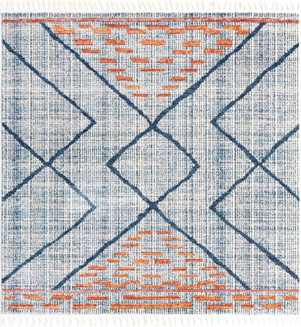 Unique Loom Aramis Kavi Machine Made Tribal Rug Blue, Ivory/Terracotta/Light Blue 7' 10" x 7' 10"