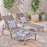 Christopher Knight Home® - Noble House - Oxton Outdoor Mesh And Aluminum Chaise Lounge - Set Of 2