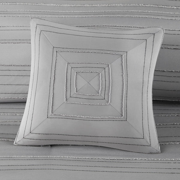 English Elm 3 Pcs Twin/Twin Xl Modern Gray Jacquard Duvet Cover Set With Throw Pillow - Soft & Easy-Care! B035P319884