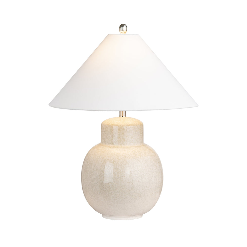 Crestview Collection 28"H Ceramic Table Lamp - Chic Coolie Design With Tan Glaze & Silver Accents For Elegant Lighting   Cvap2978