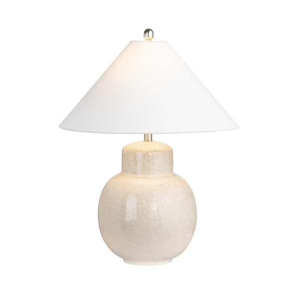 Crestview Collection 28"H Ceramic Table Lamp - Chic Coolie Design With Tan Glaze & Silver Accents For Elegant Lighting   Cvap2978