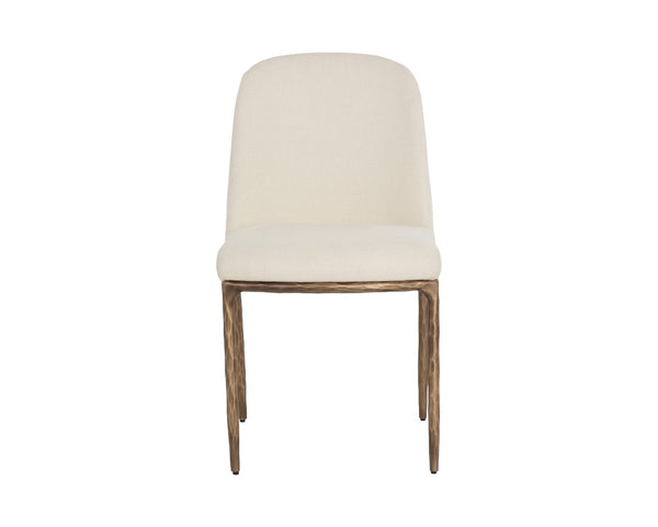 Sunpan NESTOR Dining Chair - Plush Upholstered Comfort with Artisan Hammered Details & Antique Brass Finish 112295