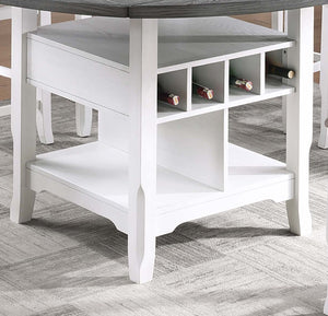 English Elm Classic 7Pc Counter Height Dining Set With Lazy Susan, Antique White & Gray, Smart Storage Solution B011S01879