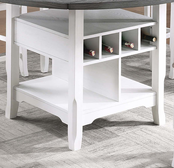 English Elm Classic 7Pc Counter Height Dining Set With Lazy Susan, Antique White & Gray, Smart Storage Solution B011S01879