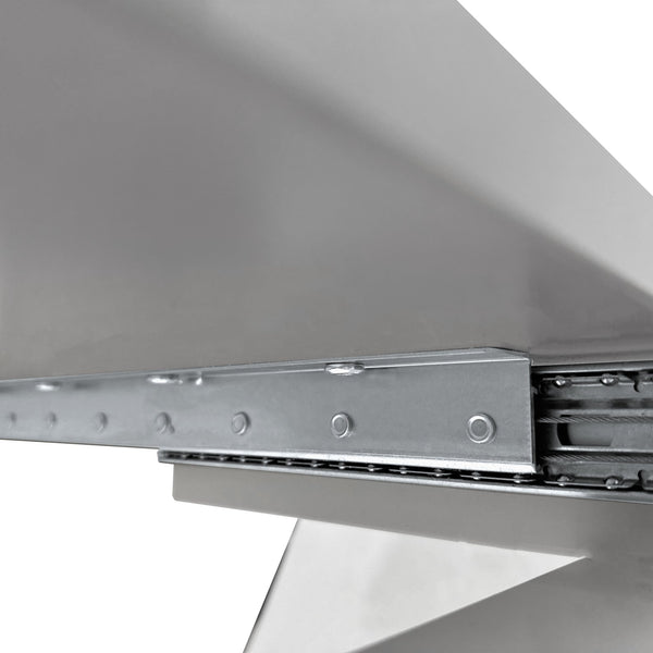 English Elm 47.25''-63'' Extendable White Gloss Dining Table for 4-6, High-Gloss MDF Top, Crossed Metal Base, 220lb Capacity W757P270706