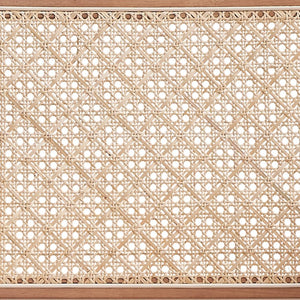 English Elm Beige Rattan Accent Chair with Natural Wood Legs — Breathable Seat, Rustic Earthy Style for Home B062P209169