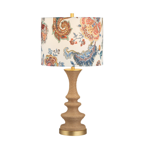 Crestview Collection 25.5"H Rustic Jute Table Lamp With Floral Shade – Unique Design & 3-way Socket For Modern Spaces   Cvnzam013