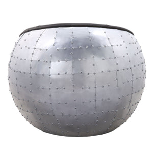 English Elm Antique Saddle-Style Ottoman with Patchwork Aluminum Base, Tight Seat Cushion & Low Backrest B062P189149