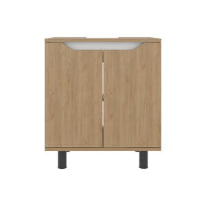 English Elm Natural Under Sink Storage Cabinet with Double Doors, Adjustable Shelves, Durable Melamine Finish Oak B062P380956
