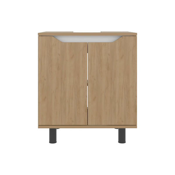 English Elm Natural Under Sink Storage Cabinet with Double Doors, Adjustable Shelves, Durable Melamine Finish Oak B062P380956
