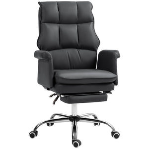 English Elm Homcom Ergonomic Executive Office Chair With Footrest, Reclining Pu Leather Design For Ultimate Comfort W2225P250008