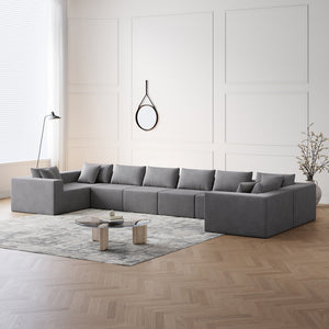 English Elm 188-Inch Corduroy Modular L Shaped Sectional Sofa with Extra-Wide Seating, No Assembly Required Grey W834S00475