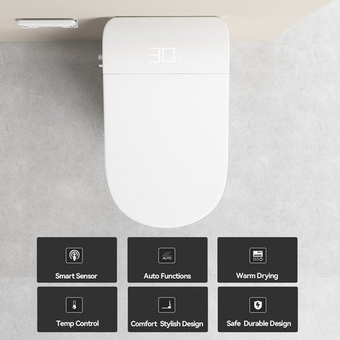 English Elm Unique Smart Bidet Toilet with Auto Open Seat Warm Dryer and Hands Free Flush W3133P414562